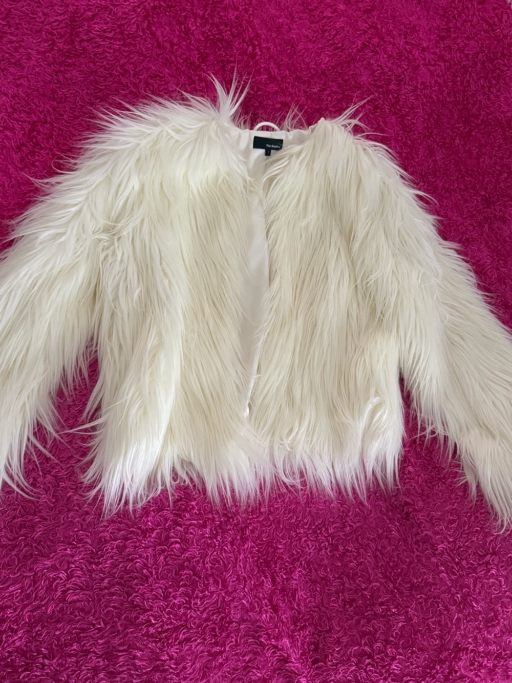 The Kooples White Faux Fur Coat with Plush Lining